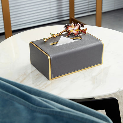 Charcoal Serenity Orchid Tissue Box