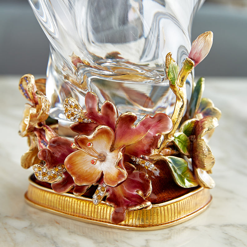 Crystalline Spiral & Orchid Songbird Vase