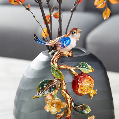 Charcoal Frost "Golden Pomegranate" Artisan Vase