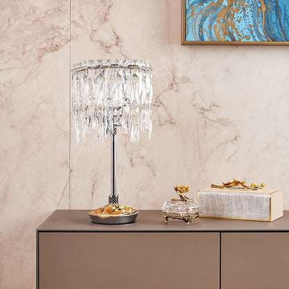 Azure Bloom Crystal Cascade Lamp