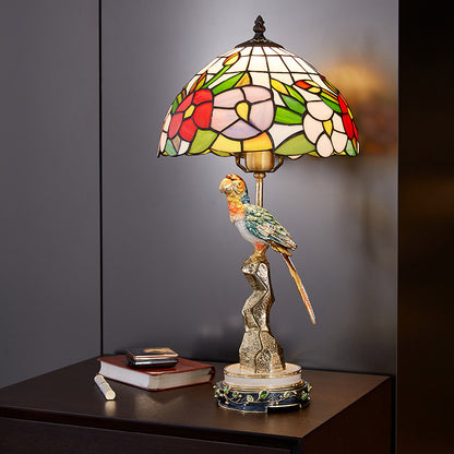 Imperial Parrot Tiffany Art Glass Lamp