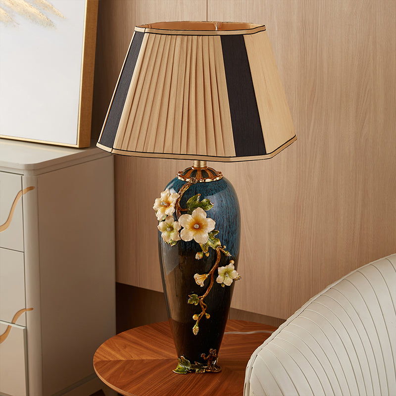 Midnight Azure Frog & Blossom Lamp