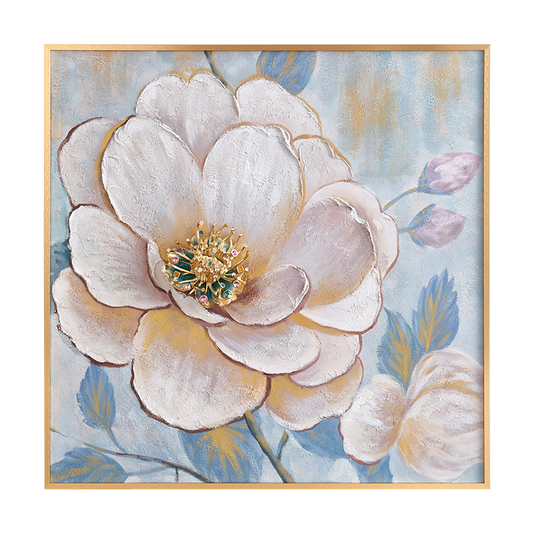 لوحة فنية على قماش بعنوان "بتلات مرصعة بالجواهر" من سلسلة "زهرة سماوية".