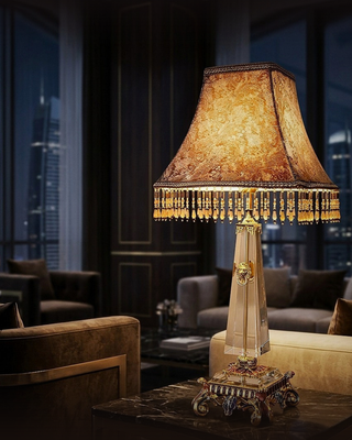 Baroque Silk Beaded Table Lamp