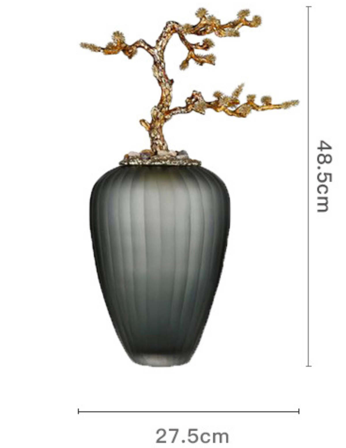 Golden Pine Bonsai Frosted Glass Sculpture