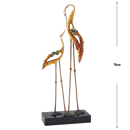 Stately Golden Crane "Zen Harmony" Sculptures