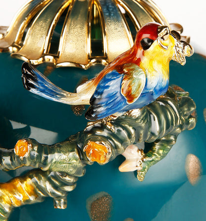 Teal Melody Floral Heritage Lamp
