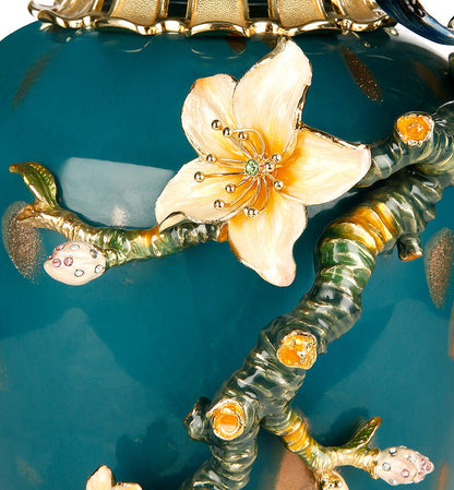 Teal Melody Floral Heritage Lamp