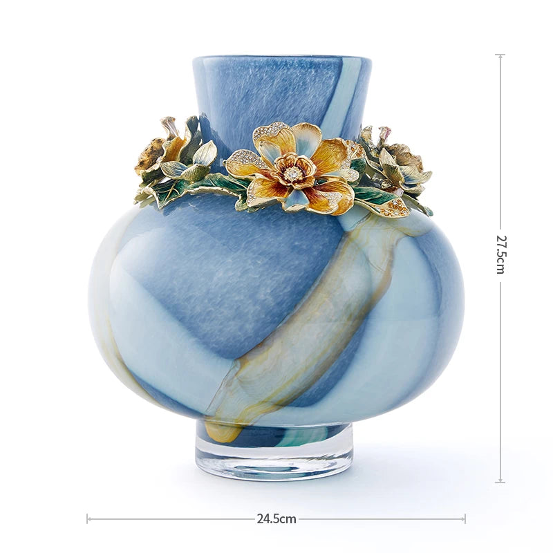 Azure Mist "Jeweled Narcissus" Art Vase