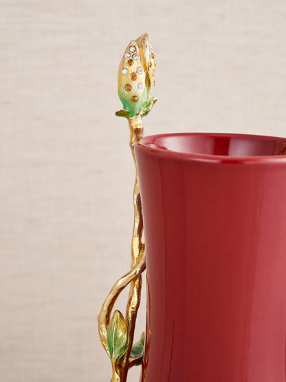 Imperial Crimson "Golden Narcissus" Grand Vase