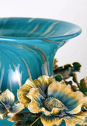 Turquoise Majesty Glass Vase