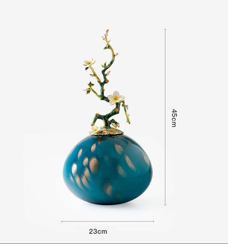 Azure Radiance "Blossom Branch" Glass Vase