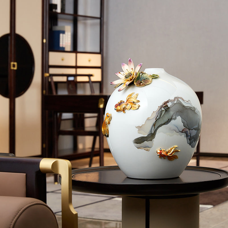 The "Misty Mountain" Ink Wash & Enamel Vase