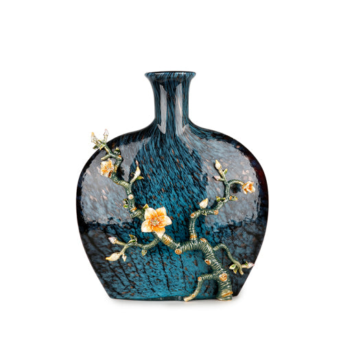 Turquoise Ripple & Golden Blossom Vase