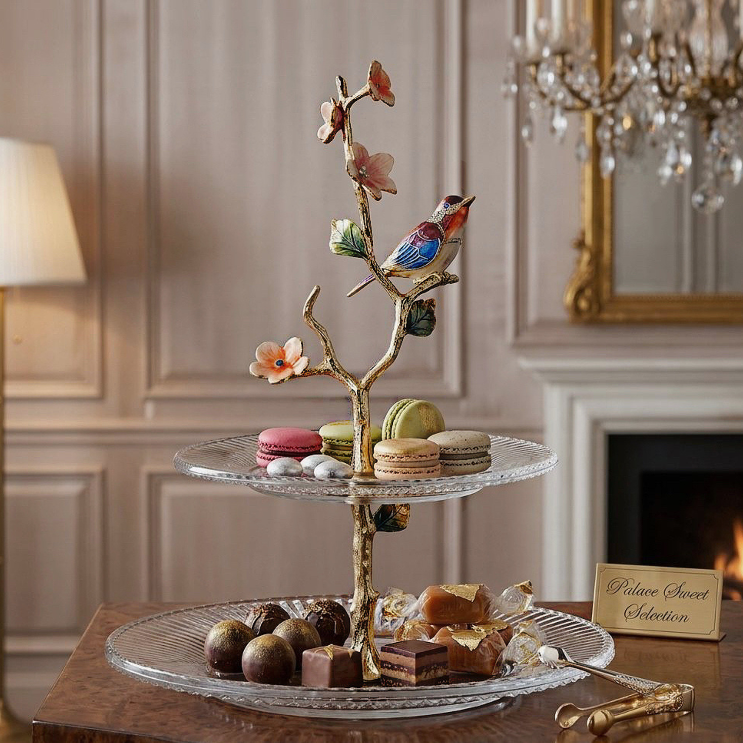 Golden Songbird Tiered Stand