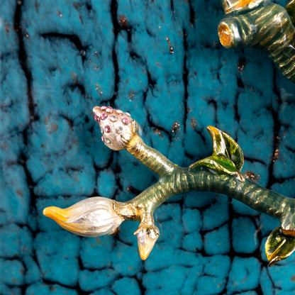 Turquoise Ripple & Golden Blossom Vase