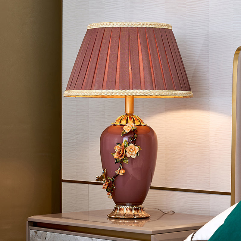 Burgundy Blossom Table Lamp