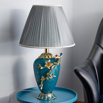 Teal Melody Floral Heritage Lamp
