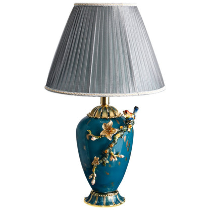 Teal Melody Floral Heritage Lamp