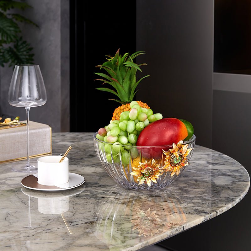 Golden Sunflower Radiance Crystal Bowl
