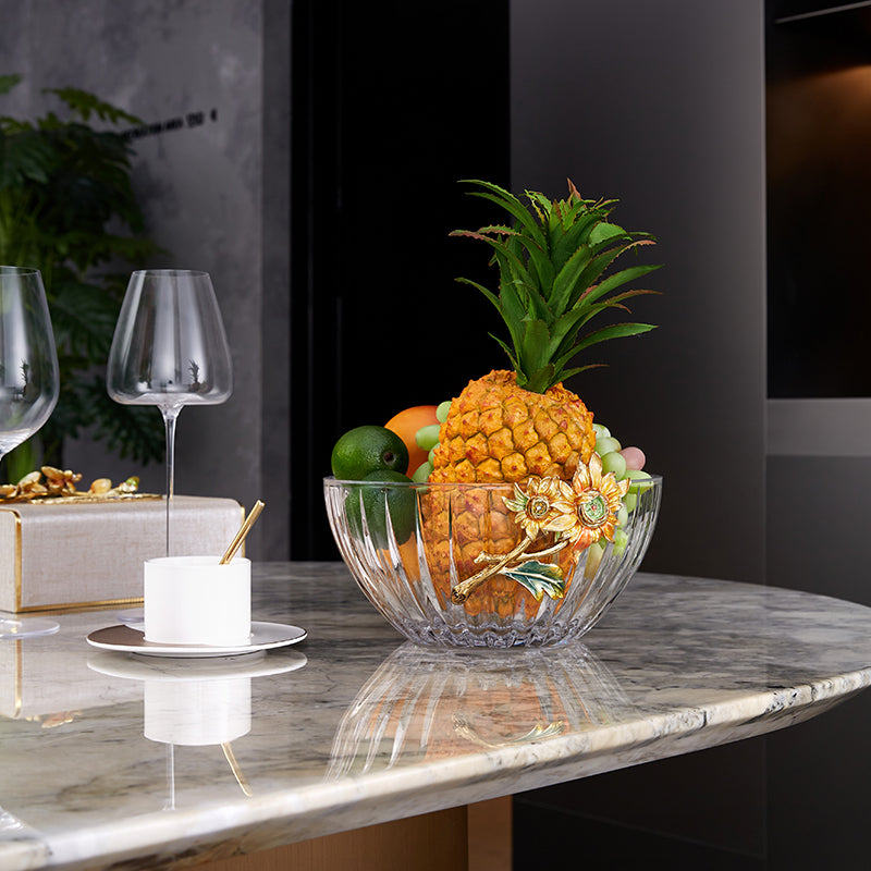Golden Sunflower Radiance Crystal Bowl