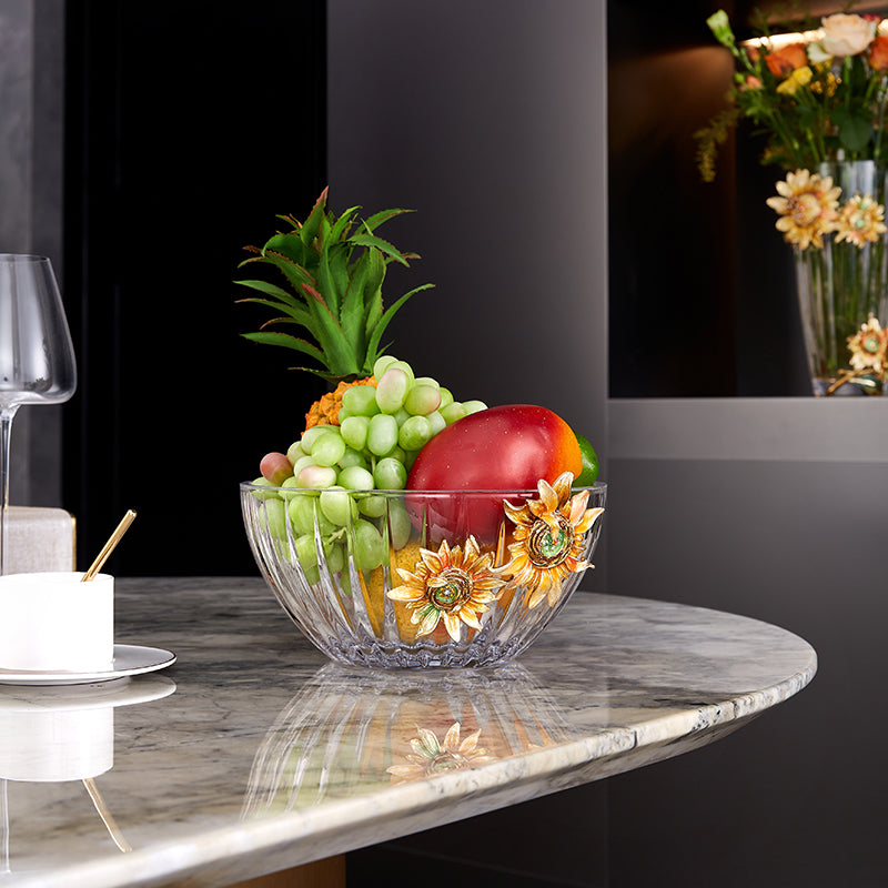 Golden Sunflower Radiance Crystal Bowl