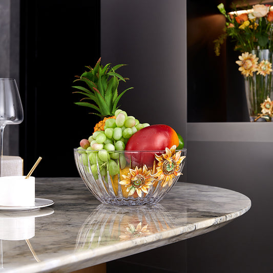 Golden Sunflower Radiance Crystal Bowl