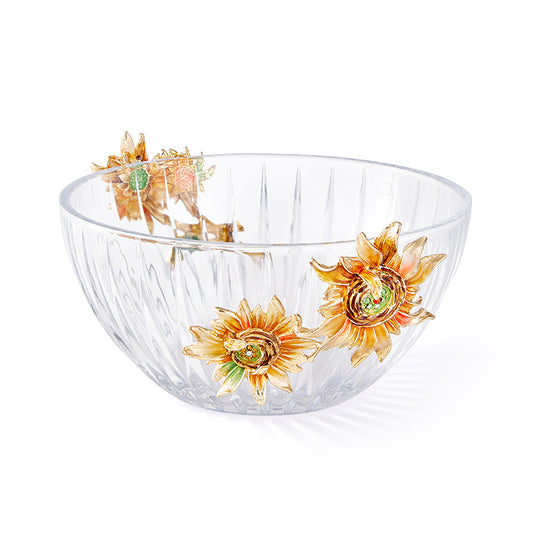 Golden Sunflower Radiance Crystal Bowl
