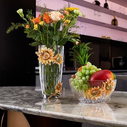Golden Sunflower Radiance Crystal Bowl