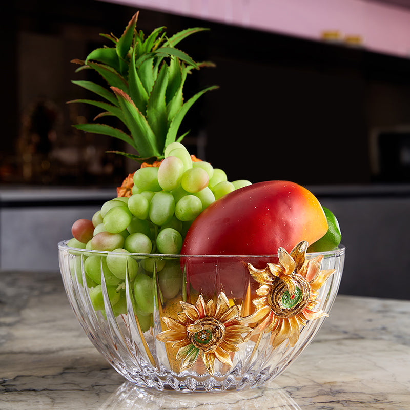 Golden Sunflower Radiance Crystal Bowl
