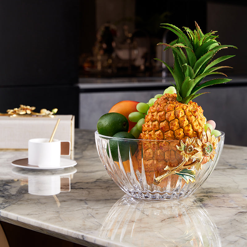 Golden Sunflower Radiance Crystal Bowl
