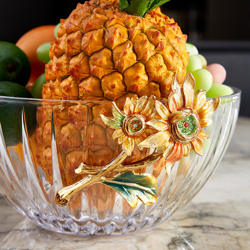 Golden Sunflower Radiance Crystal Bowl