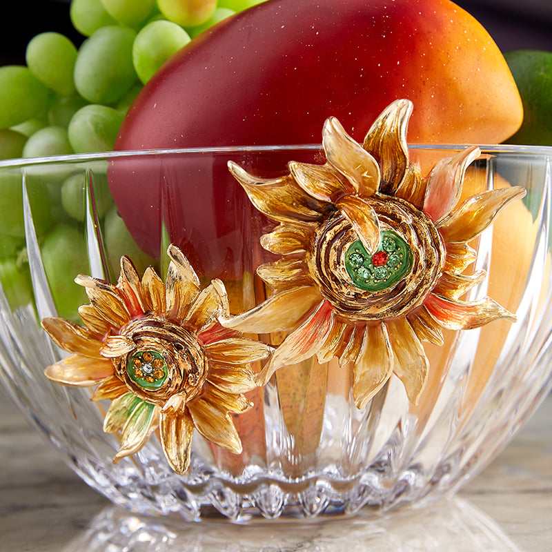 Golden Sunflower Radiance Crystal Bowl