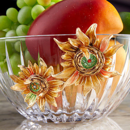 Golden Sunflower Radiance Crystal Bowl