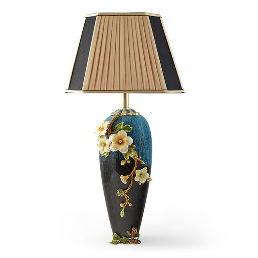 Midnight Azure Frog & Blossom Lamp