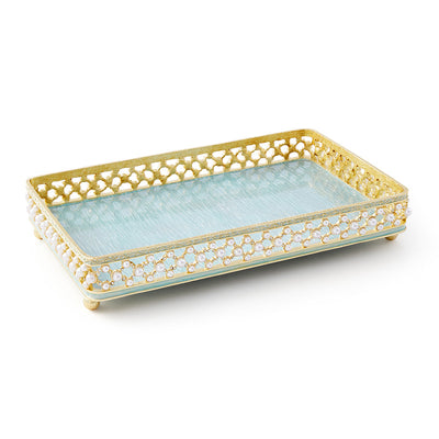 Azure Pearl Filigree Rectangular Tray