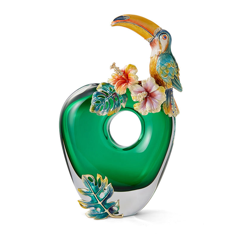 مزهرية زجاجية من الزمرد الإمبراطوري على شكل طائر الطوقان