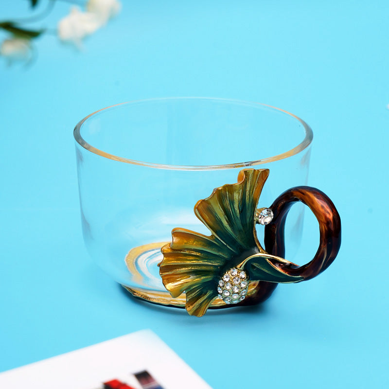 أواني زجاجية حرفية بنمط أوراق الشجر الساحرة