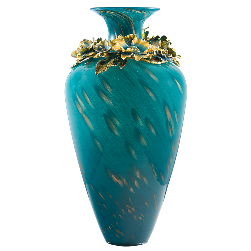 Turquoise Majesty Glass Vase