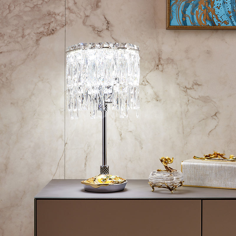 Azure Bloom Crystal Cascade Lamp