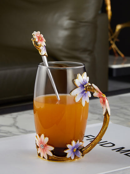 Spring Blossom Glass Tea Cup