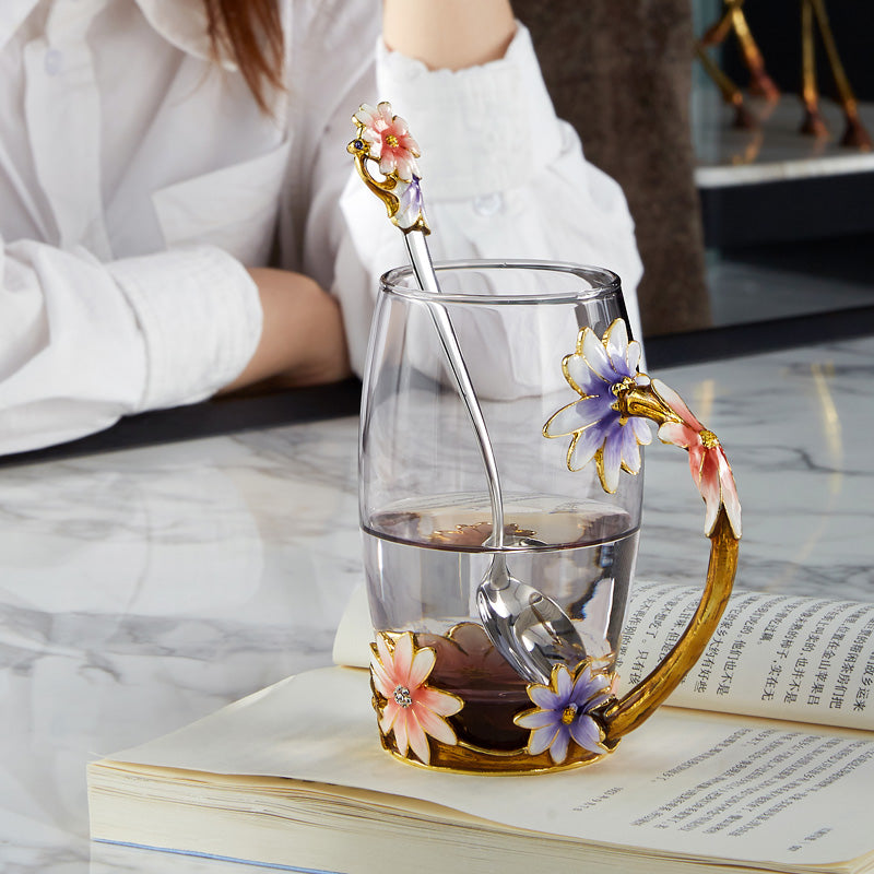 Spring Blossom Glass Tea Cup