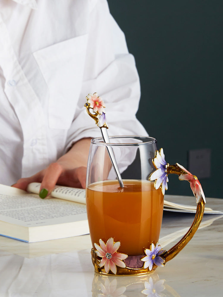 Spring Blossom Glass Tea Cup