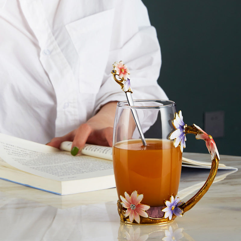 Spring Blossom Glass Tea Cup