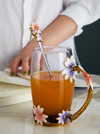 Spring Blossom Glass Tea Cup