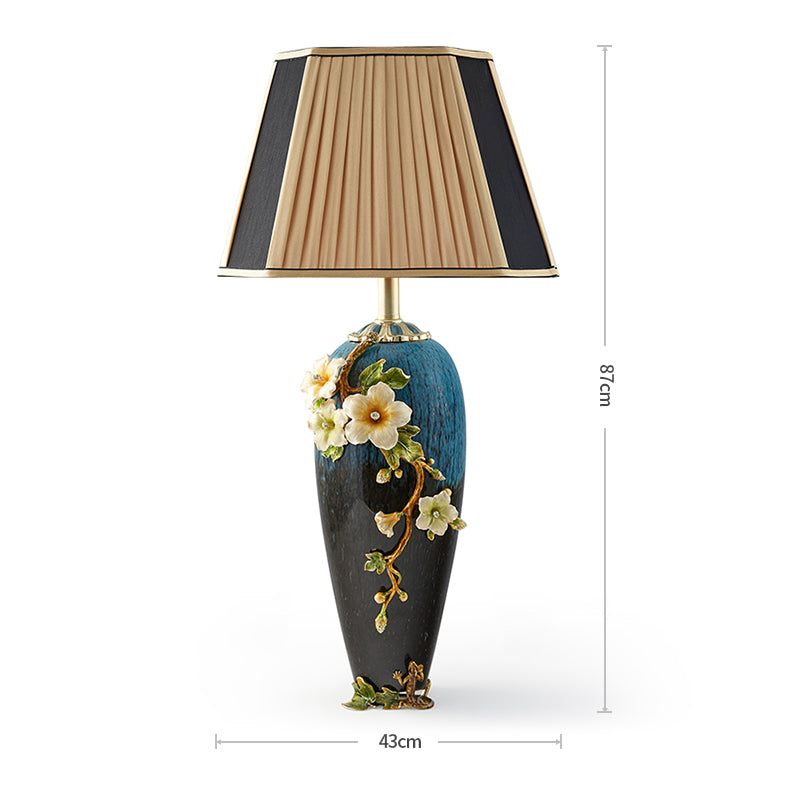 Midnight Azure Frog & Blossom Lamp