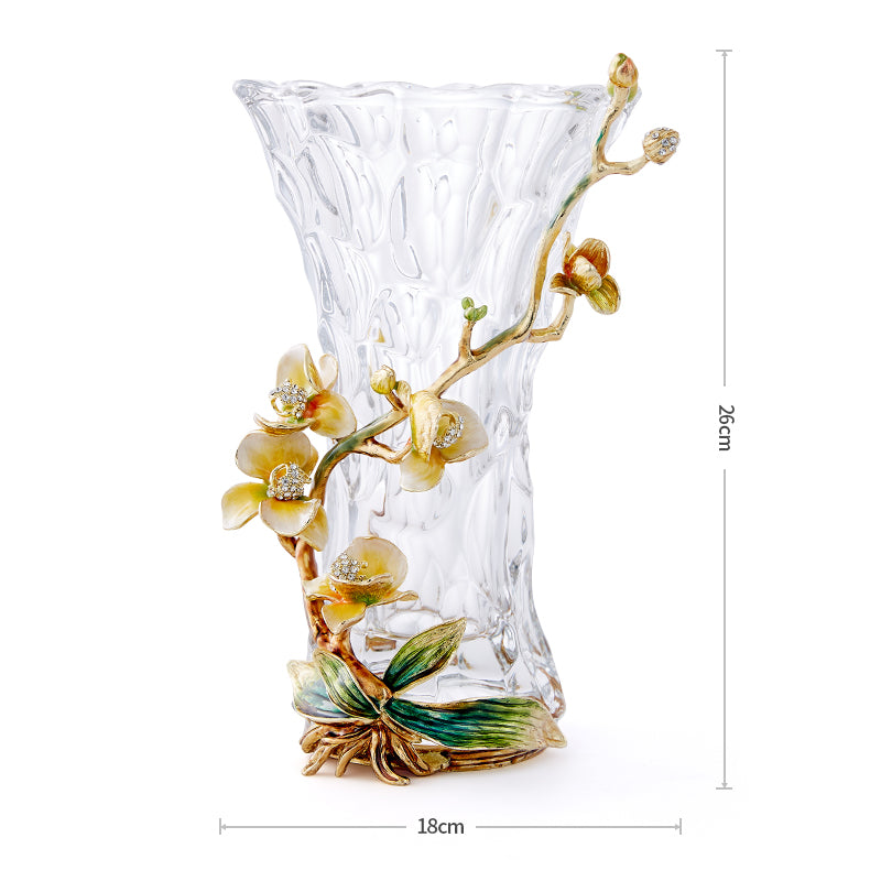 Celestial Orchid & Sculpted Crystal Vase