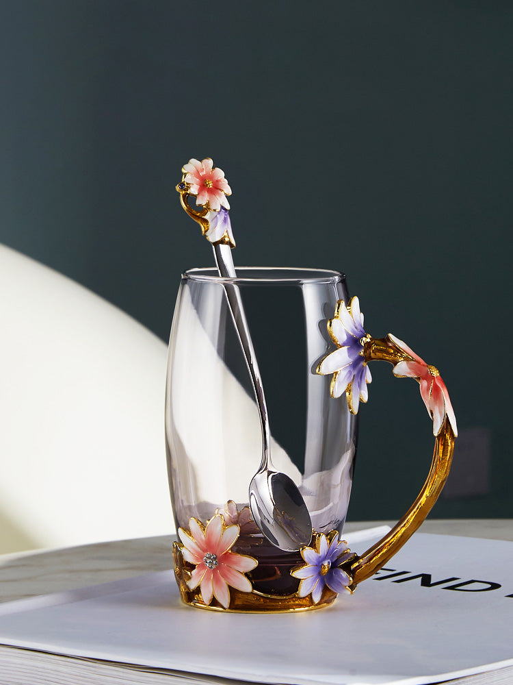 Spring Blossom Glass Tea Cup