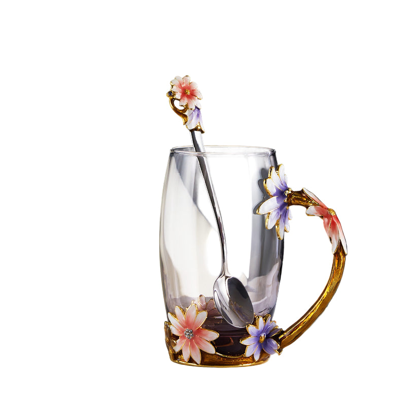 Spring Blossom Glass Tea Cup