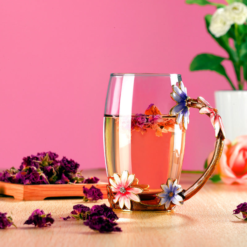Spring Blossom Glass Tea Cup